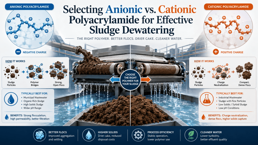 Anionic vs Cationic Polyacrylamide for Sludge Dewatering